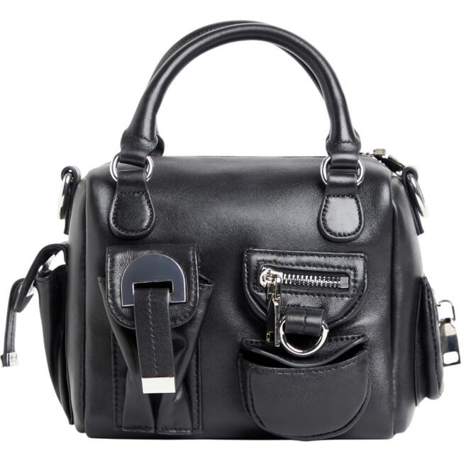 Mini Leather Cargo Bag, Black