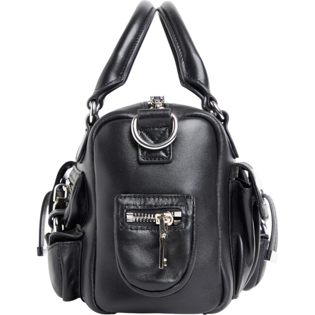 Mini Leather Cargo Bag, Black - Bags - 2