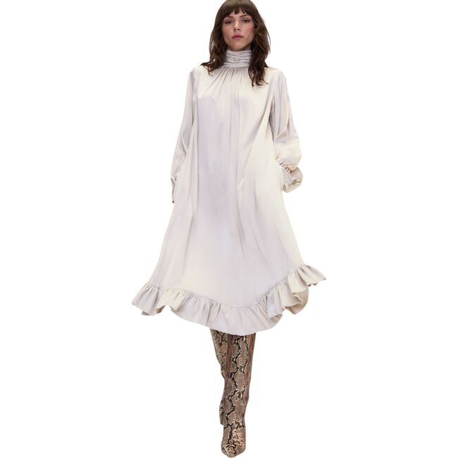 Monroe Silk Charmeuse Dress, Stone - Dresses - 2