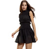 Noir Ramie Mini Dress, Black - Dresses - 3