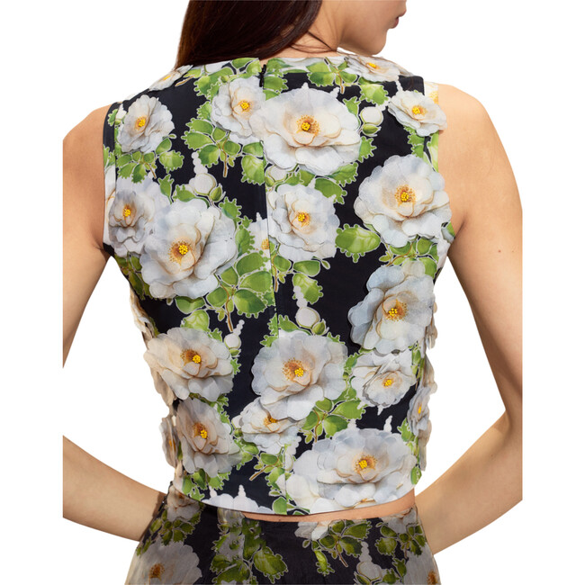 Cornelia Flower Applique Top, Black Floral - Shirts - 2