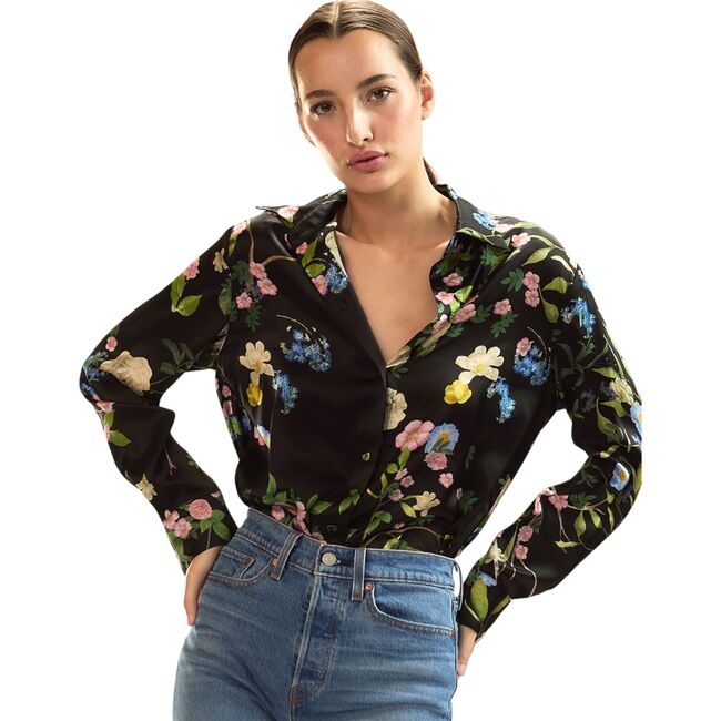 Collectible Silk Shirt, Black Floral