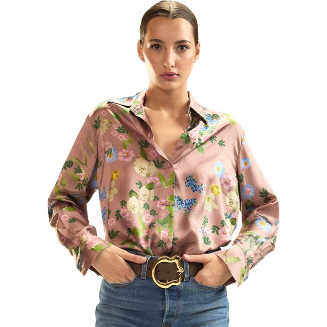 Collectible Silk Shirt, Mauve Floral