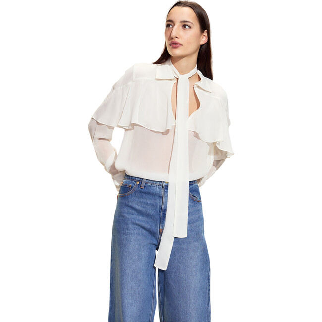 Camille Ruffle Blouse, White