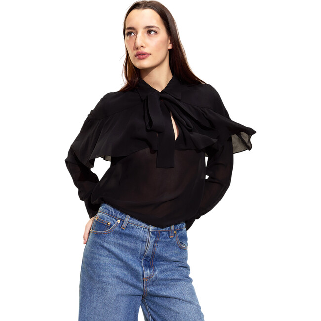Camille Ruffle Blouse, Black