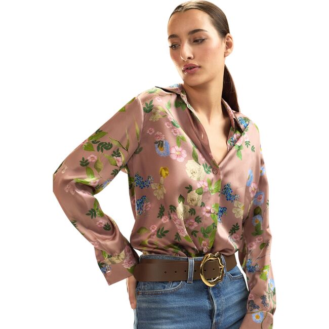 Collectible Silk Shirt, Mauve Floral - Button Downs - 2