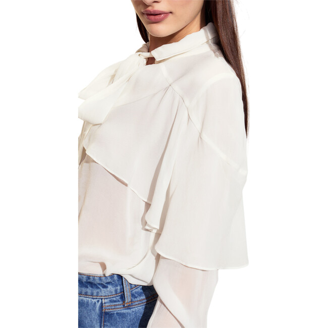 Camille Ruffle Blouse, White - Shirts - 2