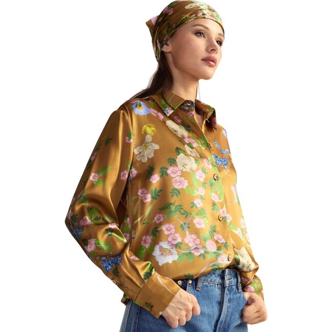 Collectible Silk Shirt, Golden Floral - Button Downs - 3