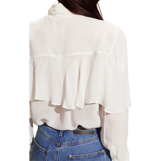 Camille Ruffle Blouse, White - Shirts - 3