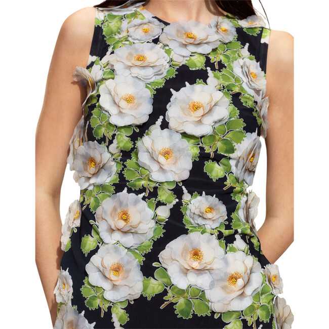 Cornelia Applique Mini Dress, Black Floral - Dresses - 4