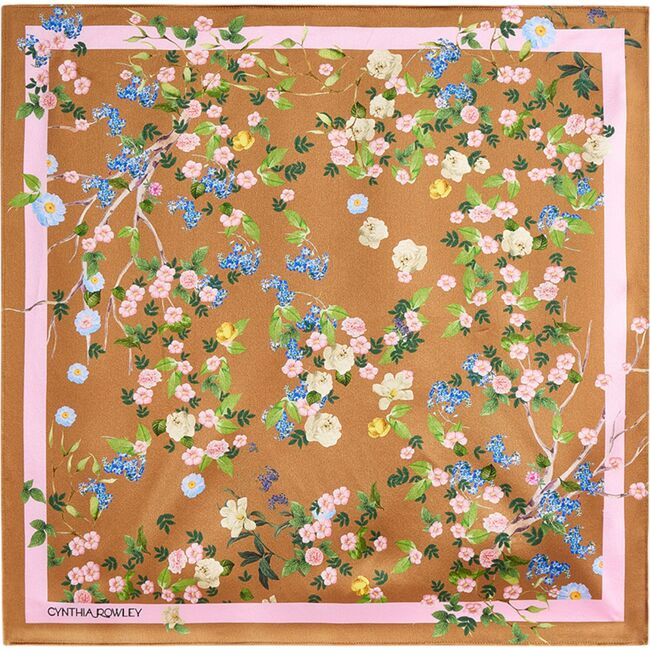 Bloom Silk Scarf, Golden Floral - Scarves - 3