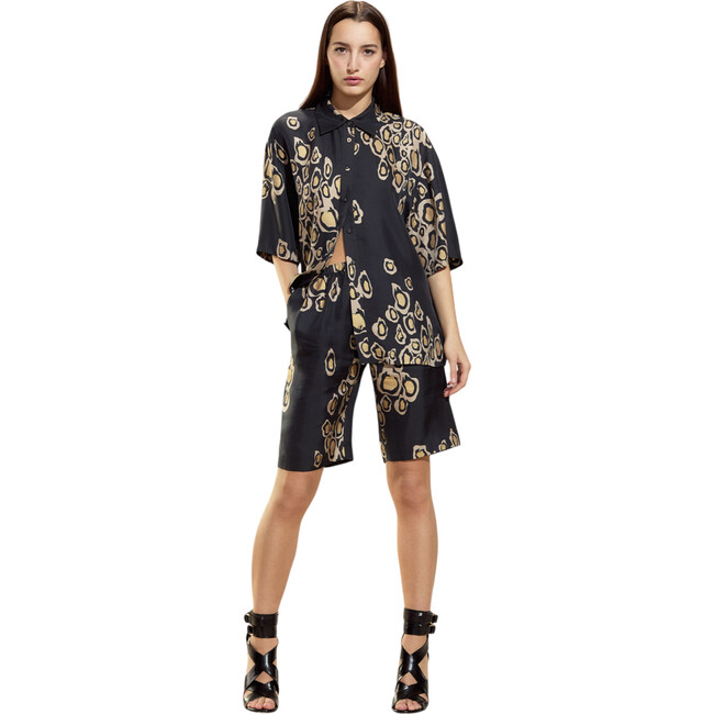 Amalfi Gold Foil Shorts, Black Gold