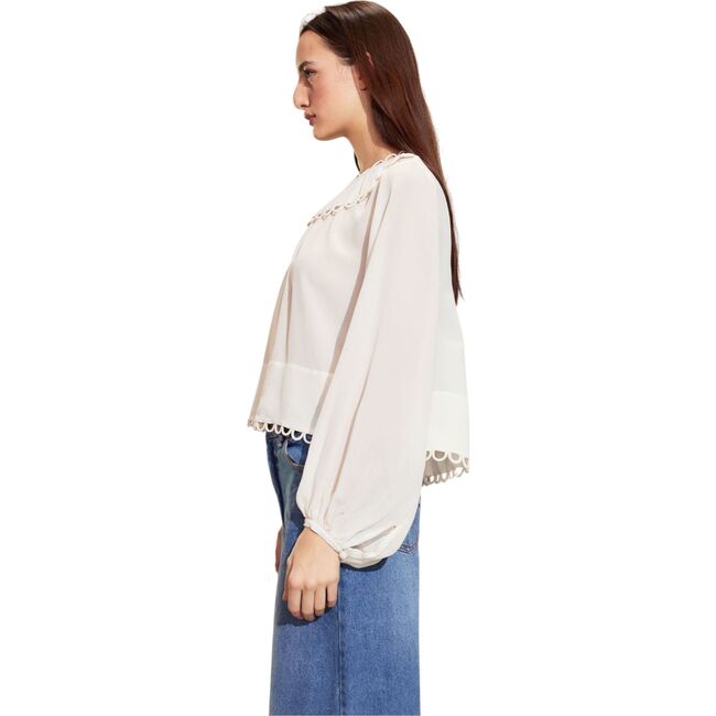 Annabelle Long Sleeve Blouse, White - Shirts - 2