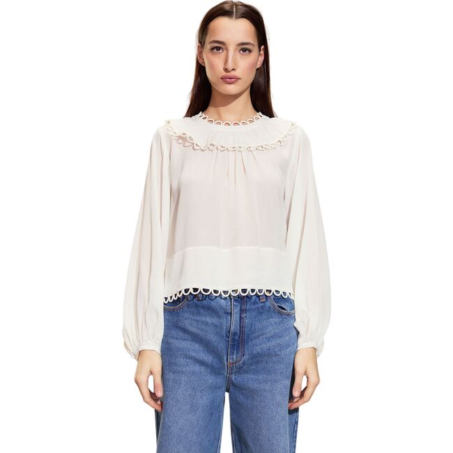 Annabelle Long Sleeve Blouse, White - Shirts - 3