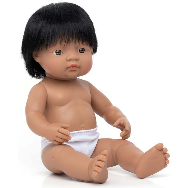 Hispanic Boy Baby Doll with Black Hair - 15"