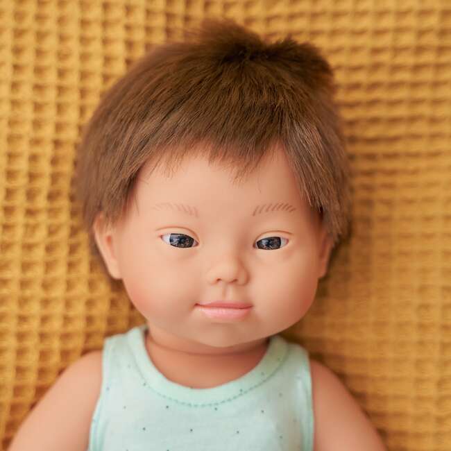 Baby Boy Doll with Brown Hair and Down Syndrome - 15" - Dolls - 2