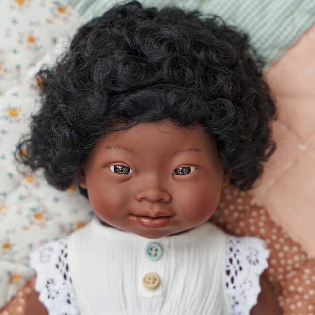 African Girl Baby Doll with Black Hair and Down Syndrome - 15" - Dolls - 2