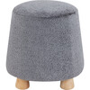 Denison Round Chenille Ottoman, Grey - Ottomans - 1 - thumbnail