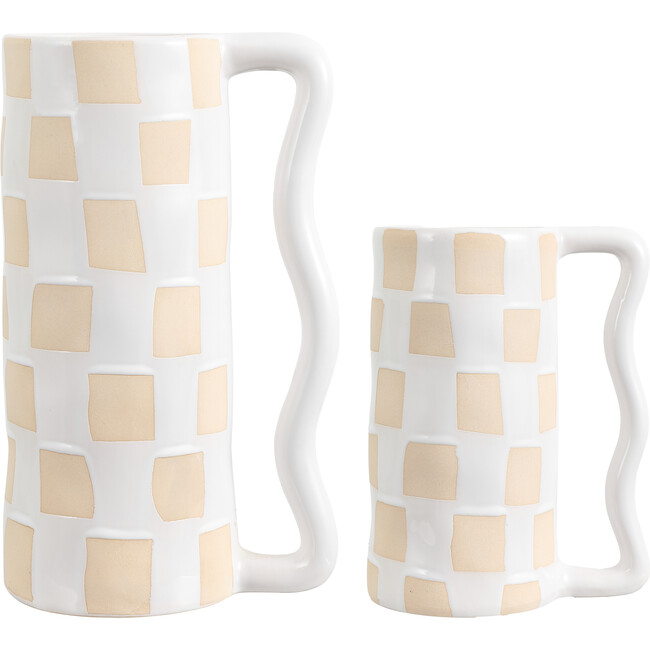 Anika Checkered Hndl Vase Set2, Multi