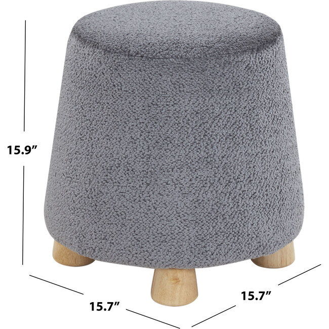 Denison Round Chenille Ottoman, Grey - Ottomans - 3
