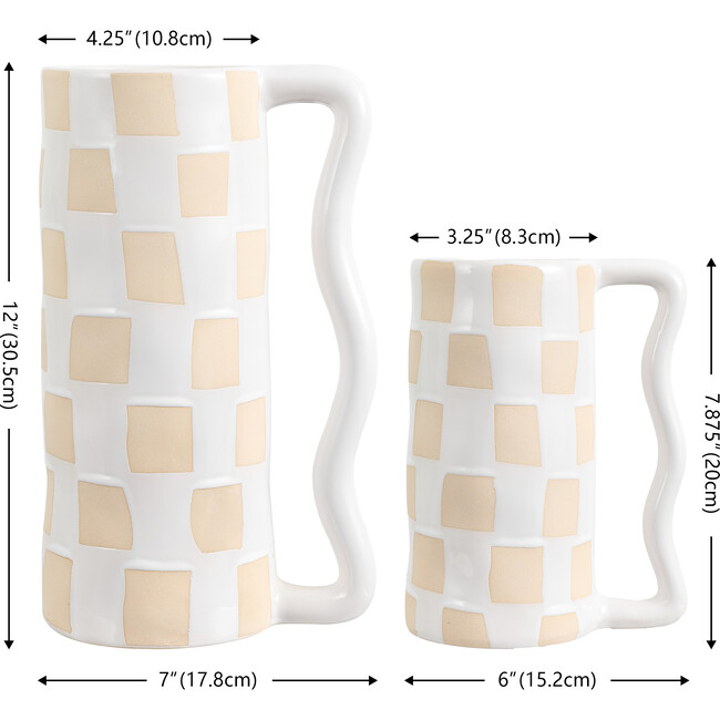 Anika Checkered Hndl Vase Set2, Multi - Vases - 3