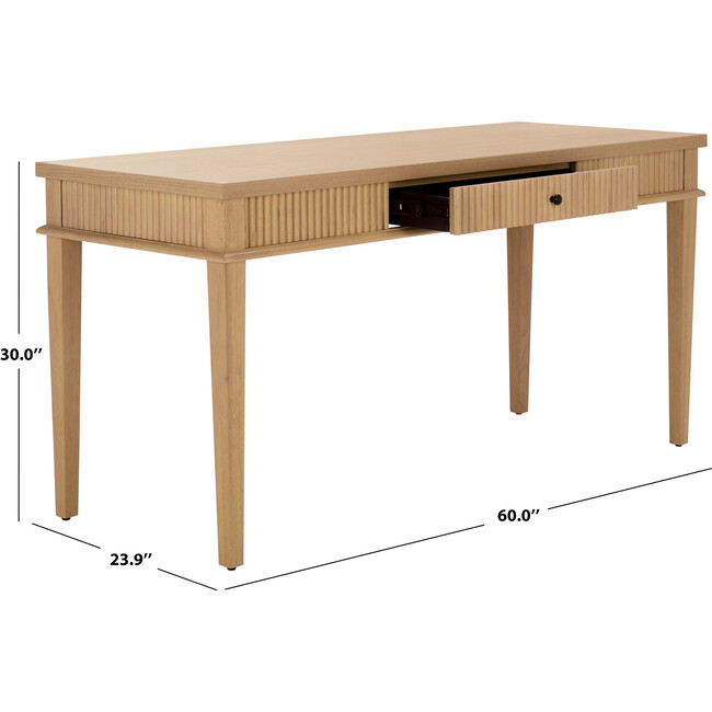 Shelbie 1 Drawer Reeded Desk, Natural - Desks - 4