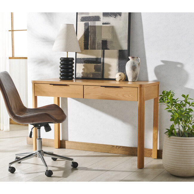 Gabrietta 2 Drawer Wood Desk, Natural - Desks - 2