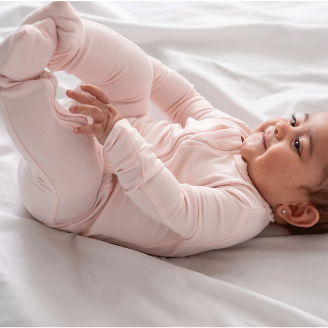 Baby Bamboo Pajamas W/ DreamCuffs®, Seashell Pink - Footie Pajamas - 4