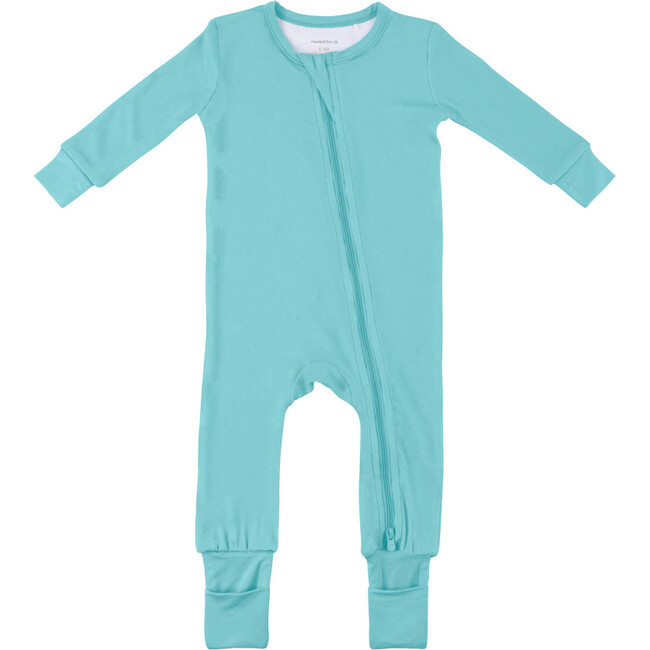Baby Bamboo Pajamas W/ DreamCuffs®, Sea Green - Footie Pajamas - 2