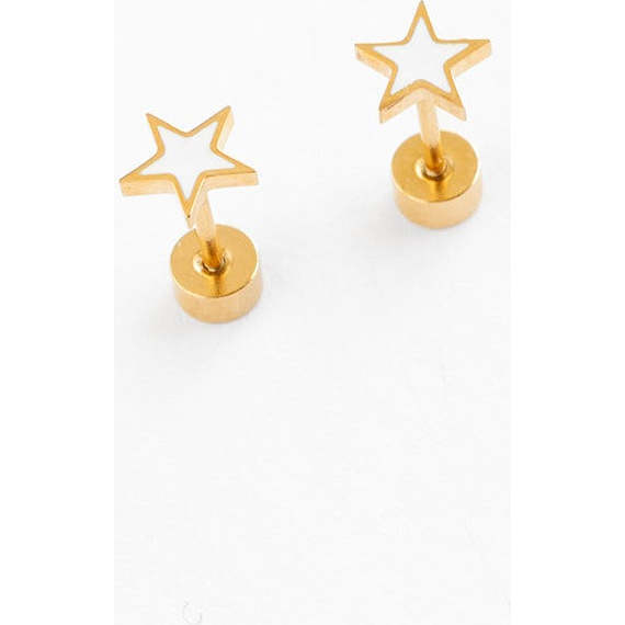 Star Stud Earrings, White