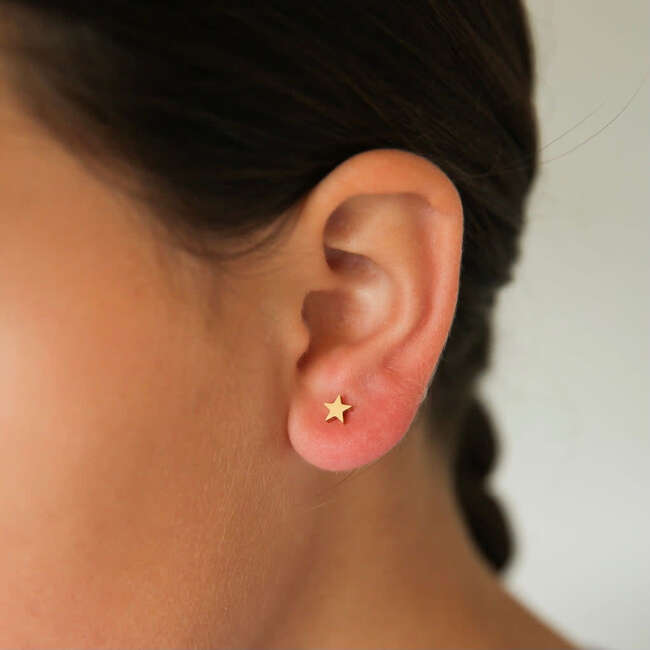 Star Stud Earrings, Gold - Earrings - 2