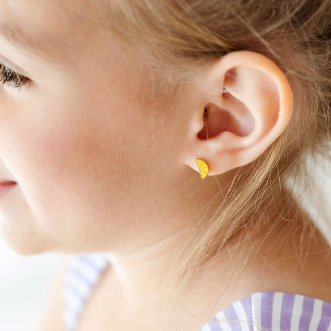 Lemon Stud Earrings, Yellow - Earrings - 2