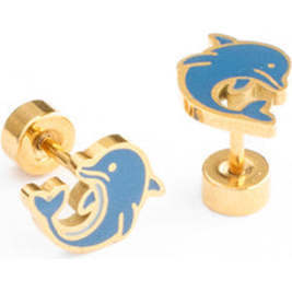 Dolphin Stud Earrings, Blue