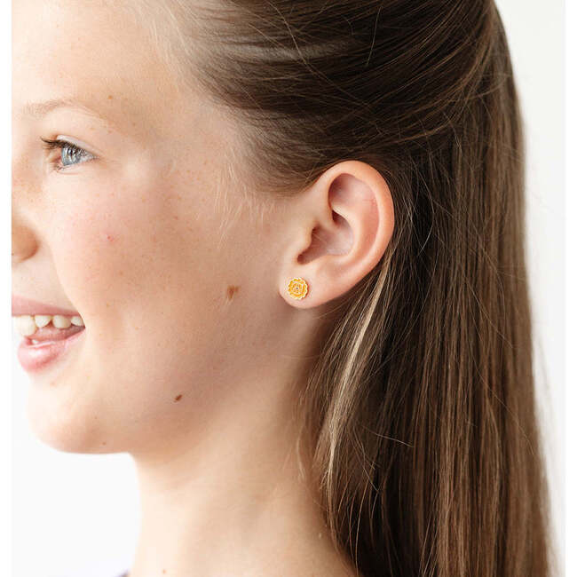Lion Stud Earrings, Yellow - Earrings - 4