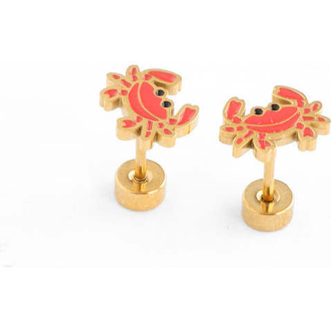 Crab Stud Earrings, Red