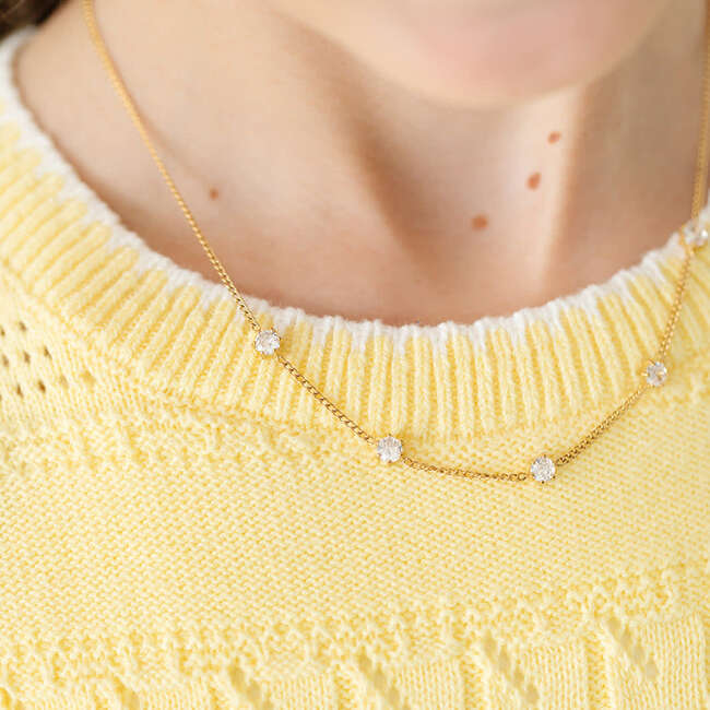 Diamond Repeat Necklace, Gold - Necklaces - 2