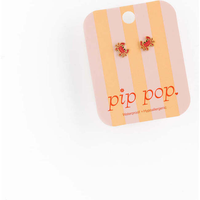 Crab Stud Earrings, Red - Earrings - 3