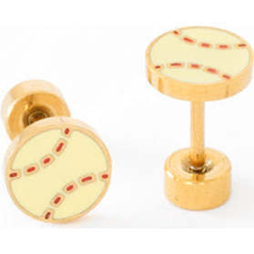 Baseball Stud Earrings, White