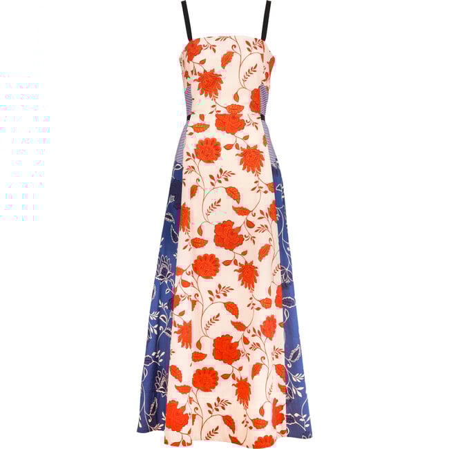 Tavira Dress, Cream/Tomato/Stripe