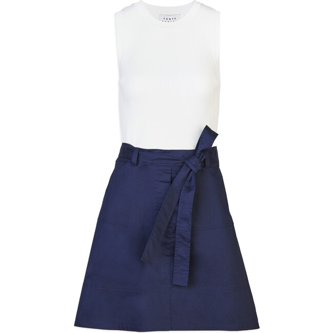 Vanessa Dress, White/Maritime Blue