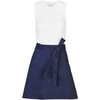 Vanessa Dress, White/Maritime Blue - Dresses - 1 - thumbnail