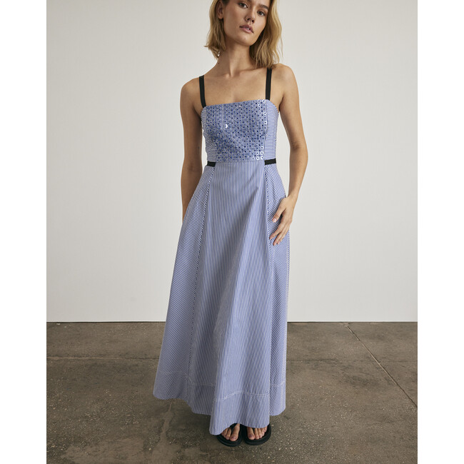 Tavira Dress, Blue/Optic White - Dresses - 4