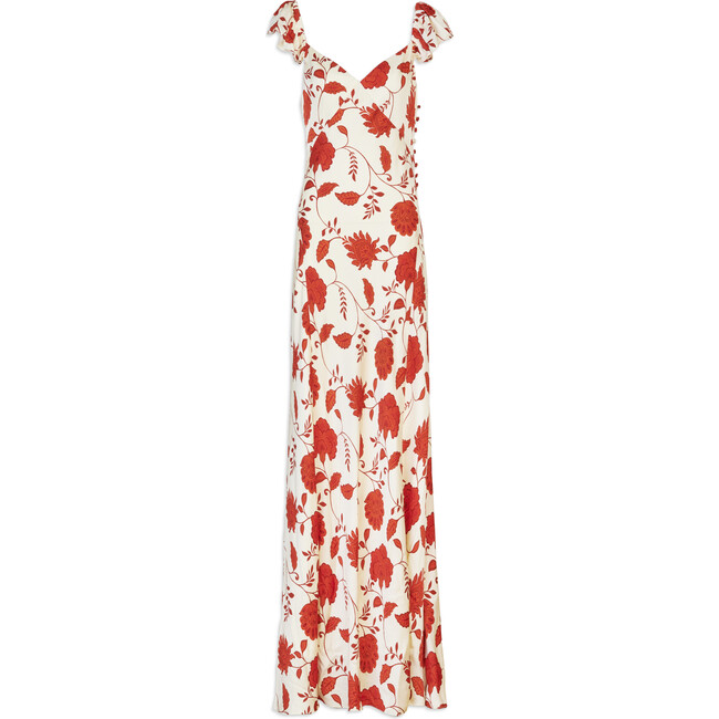Carrie Dress, Cream/Tomato Multi
