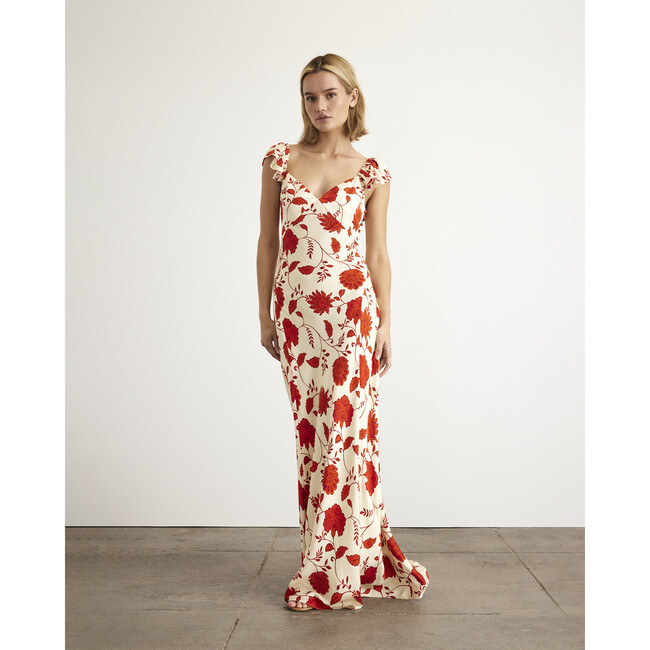 Carrie Dress, Cream/Tomato Multi - Dresses - 3