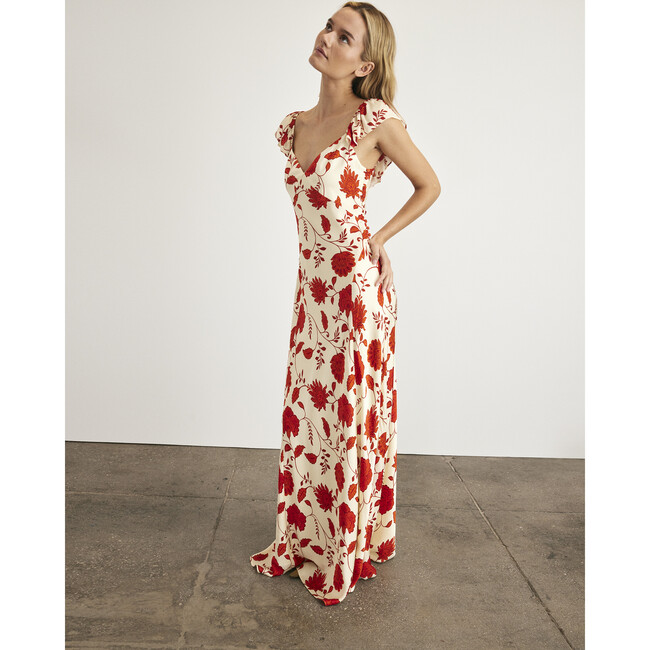 Carrie Dress, Cream/Tomato Multi - Dresses - 4