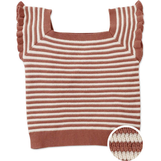 Mariah Stripey Knitted Top With Ruffle Sleeves, Multicolor