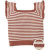 Mariah Stripey Knitted Top With Ruffle Sleeves, Multicolor - Blouses - 1 - thumbnail