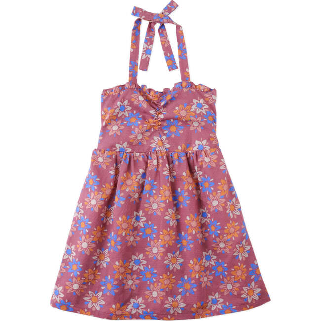Samantha Floral Batik Halter Dress With Ruffles, Multicolor