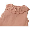 Mariel Knitted Vest With Scalloped Pointelle Neck & Hem, Tan - Blouses - 2