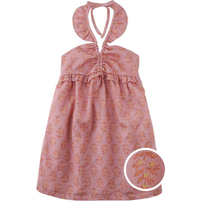 Regina Cheesecloth Halter Dress With Ruffles , Multicolor